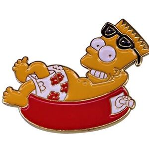 Bart Simpson On Vacation Enamel Metal Pin, The Simpsons Vacation Fun Pin